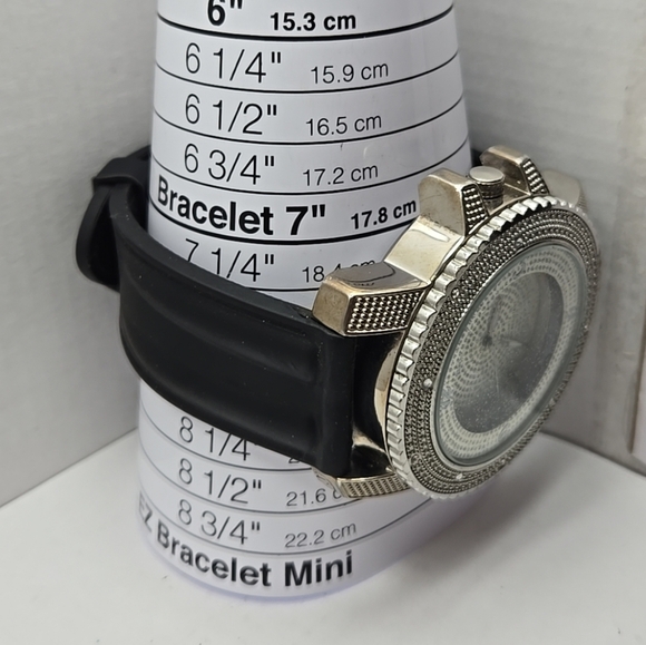 Mens Ice Nation SF-1030 Faux Diamond Dial Watch Silver Tone New Battery - Picture 6 of 9